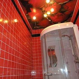 Цветной потолок в ванную