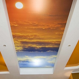 Трехуровневый потолок с изображением неба