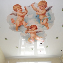 Потолок с фотопечатью ангелов глянцевый